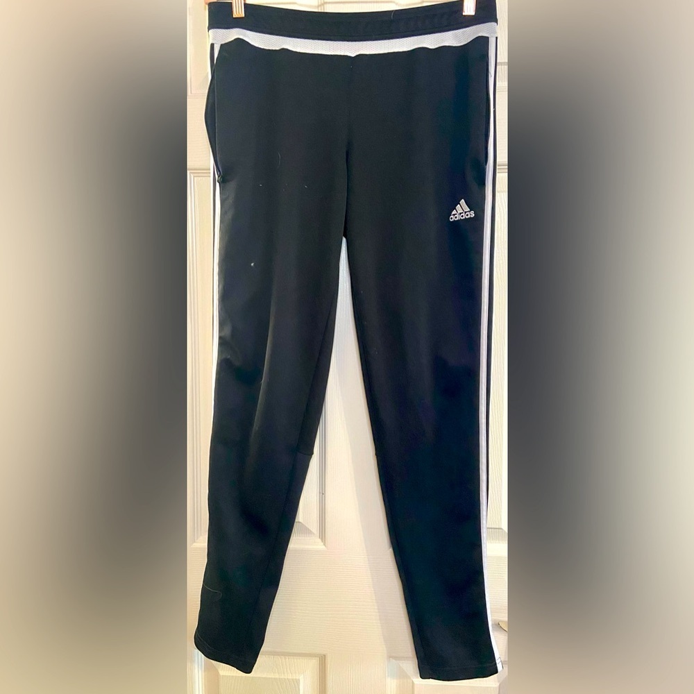 Adidas Climacool 3-Stripe Training Pants Zip Pockets/Ankle Blk/Wht Size Large